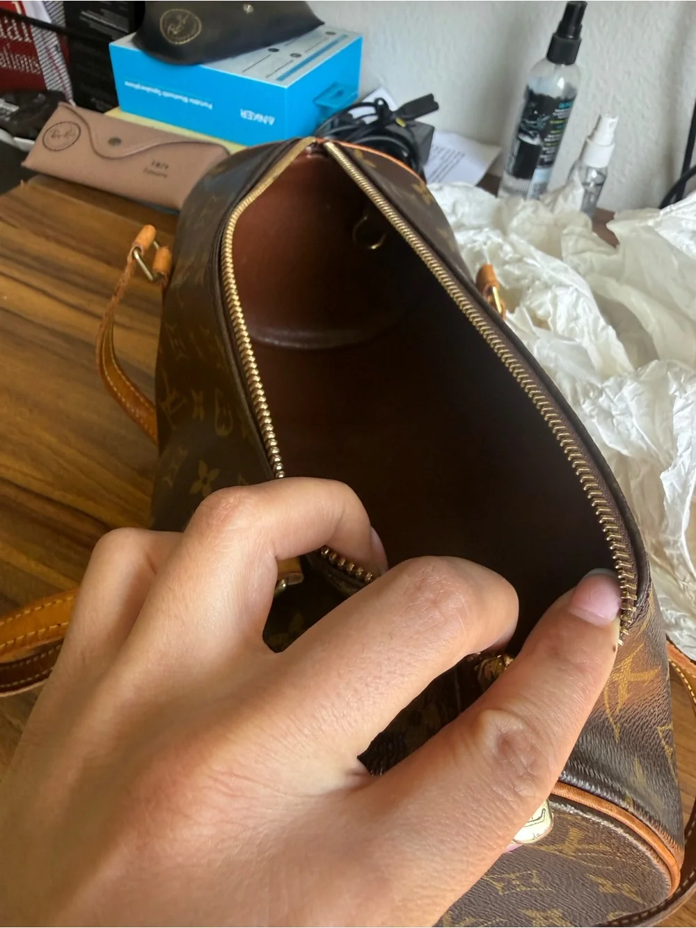 Louis Vuitton Brown Monogram Canvas Barrel Shoulder Bag with Tan Straps